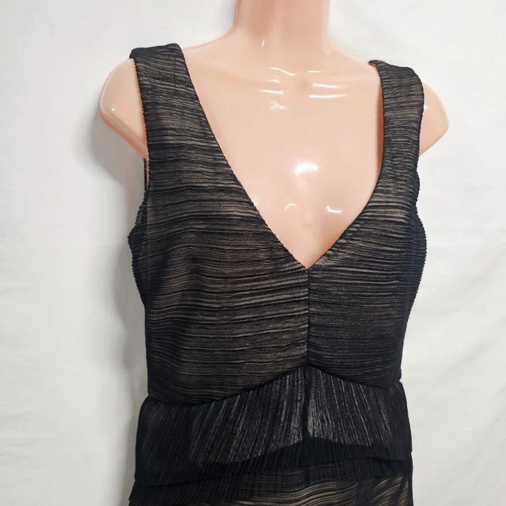 BCBG MaxAzria Sven Sleeveless Mini Dress Women Size M Black Lined Mesh - Picture 4 of 15